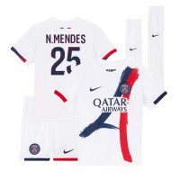 Paris Saint-Germain Nuno Mendes #25 Bortedraktsett Barn 2024-25 Kortermet (+ Korte bukser)